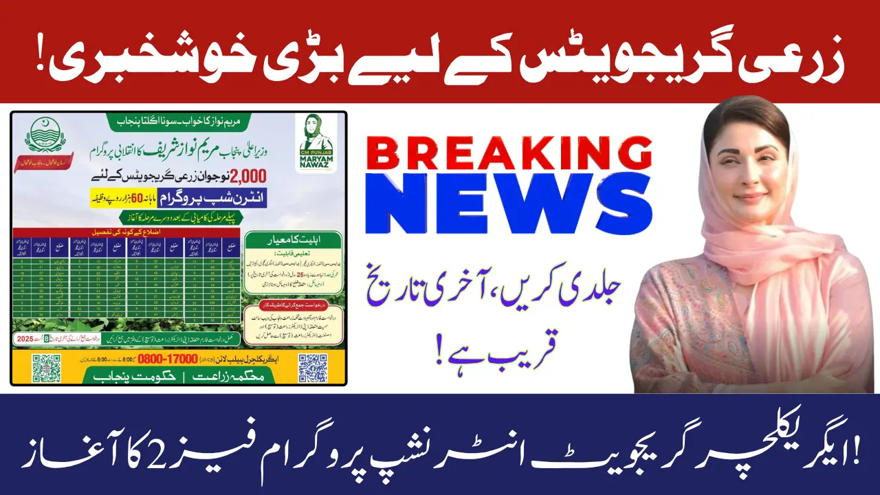 Agriculture Graduate Internship Program Phase 2 Announced by CM Maryam Nawaz for 2,000 Youth