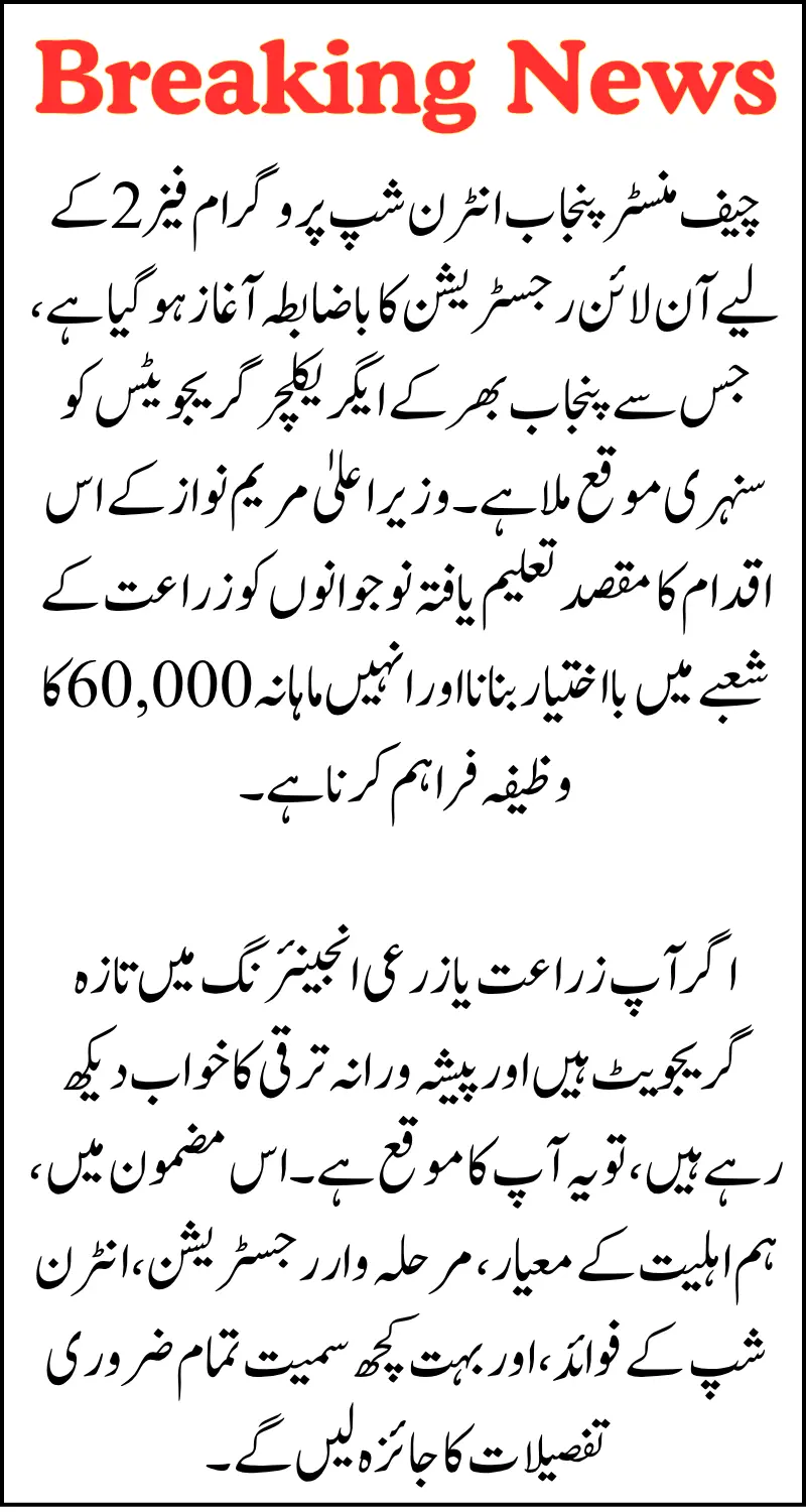 CM Punjab Agriculture Internship Program