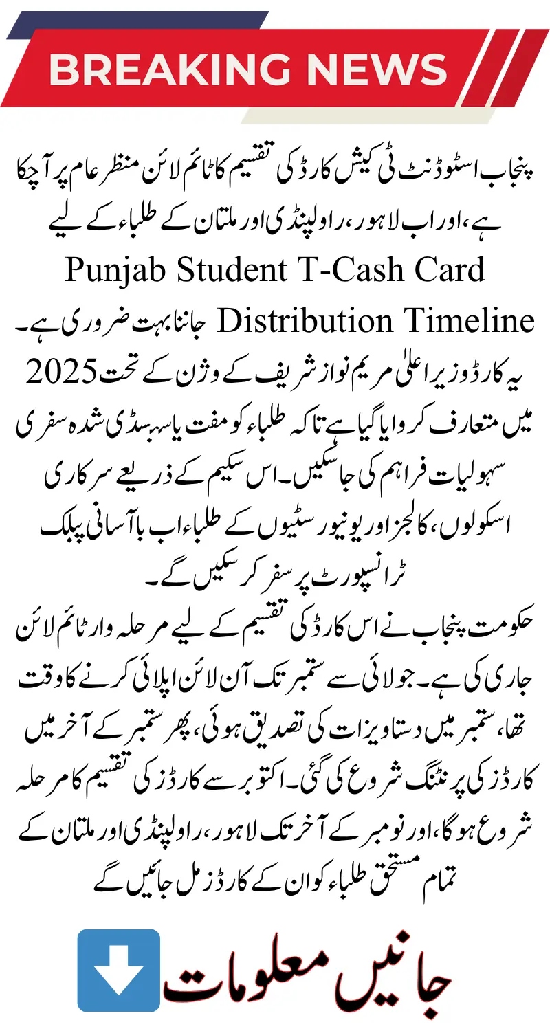Punjab Student T-Cash Card Distribution