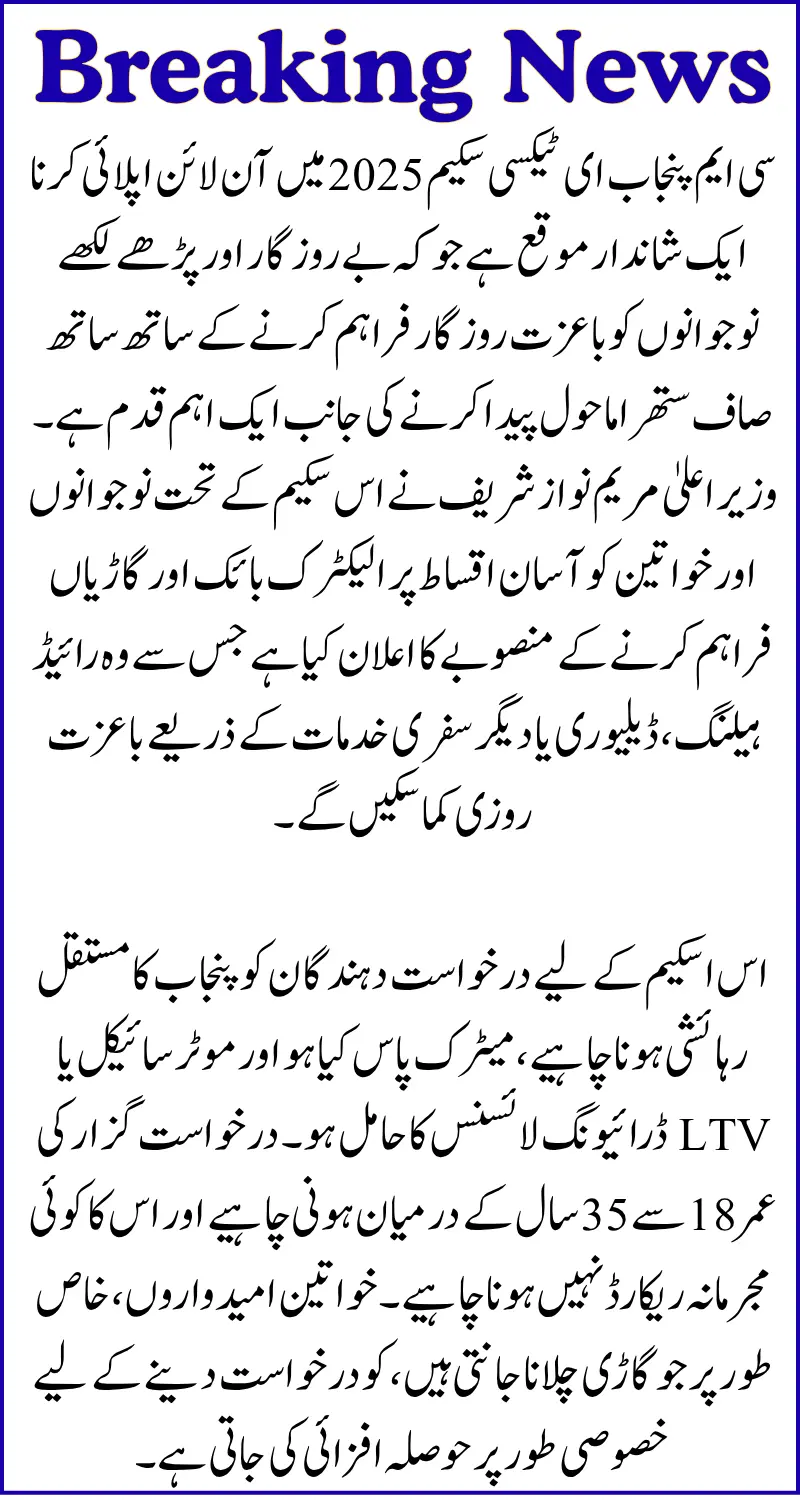 CM Punjab E Taxi Scheme 2025