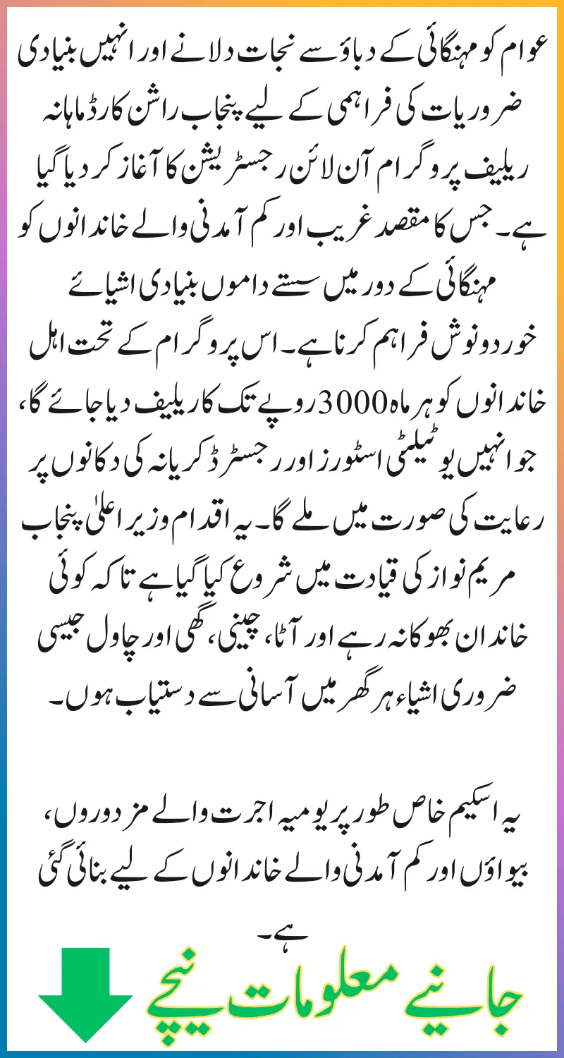 Guide Punjab Ration Card Monthly Relief Program