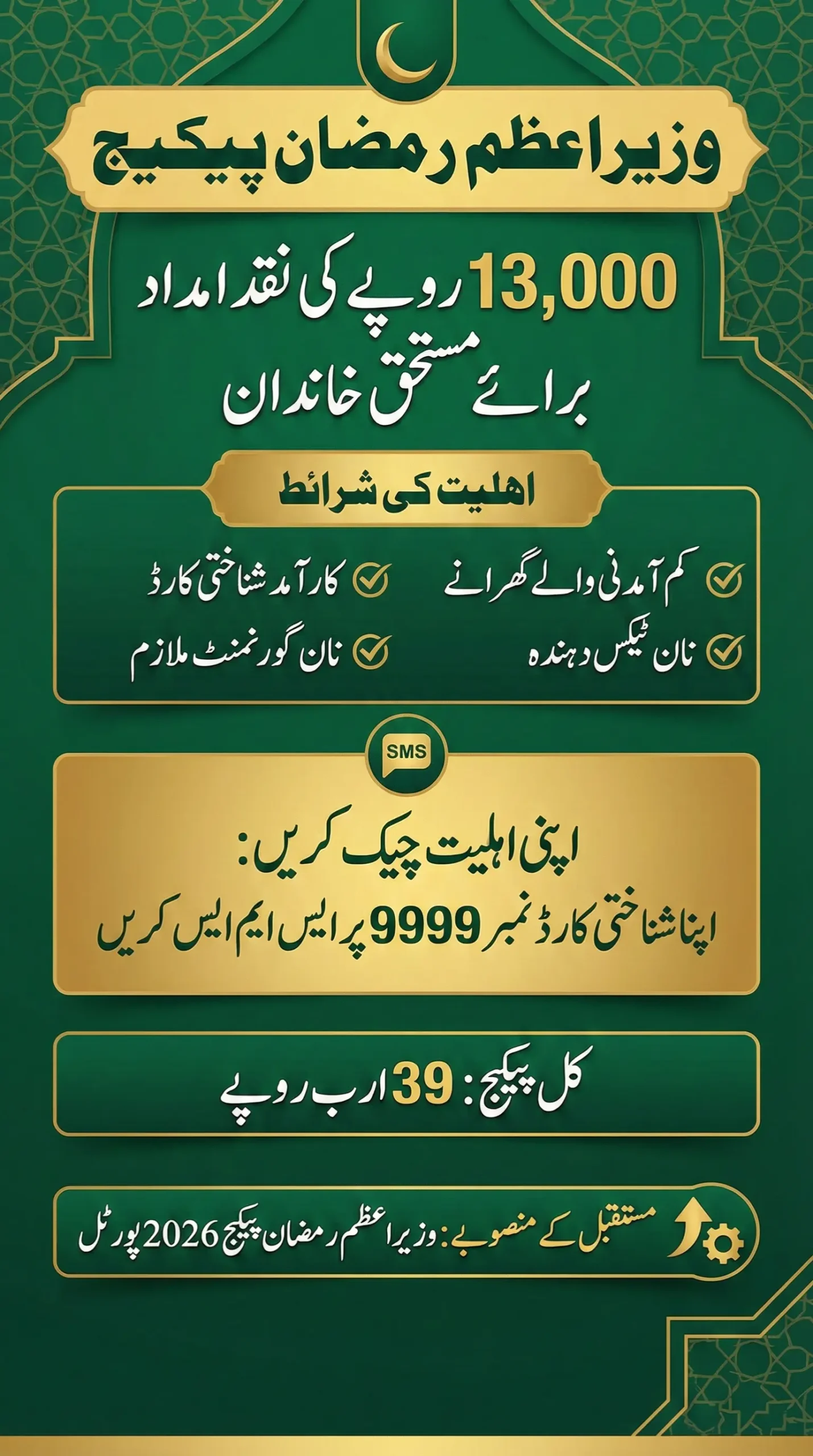 Prime Minister Ramzan Package 13000 eligibility conditions